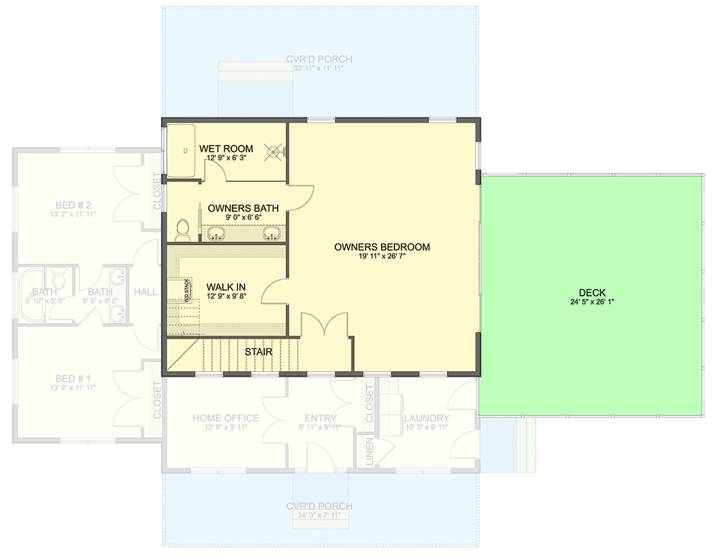 Plan 61677UT: Inviting Mediterranean House Plan: 3 Beds, Rooftop Deck, Home Office - Floor Plan - 2nd Floor - Mediterranean, Southwest