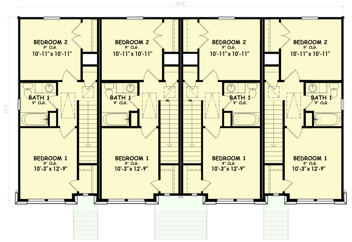 Plan 100361GHR: Stylish Multi-Family Contemporary House Plan with 8 Bedrooms - Floor Plan - 2nd Floor - Contemporary, Modern Farmhouse