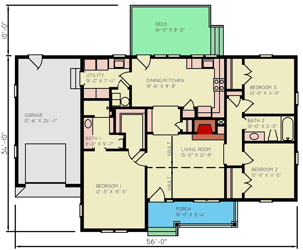 Plan 25936GE: Welcoming 3-Bedroom Country House Plan with Main Level Master - Floor Plan - Main Level - Cottage, Country