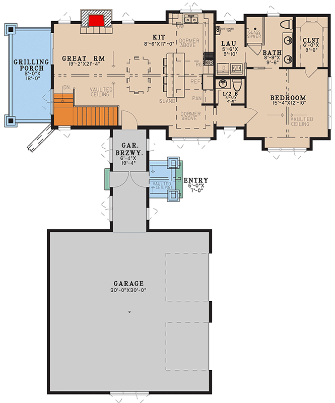 Plan 70934MK: Inviting Craftsman Mountain Ranch House Plan with 1-Bed Master Suite - Floor Plan - Main Level - Craftsman, Mountain, Ranch