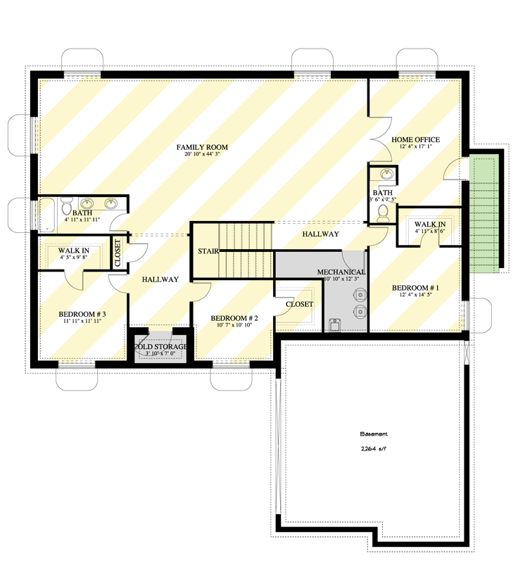 Plan 61679UT: Traditional Ranch House Plan with Courtyard Garage and Flexible Living Spaces - Floor Plan - Optional Lower Basement Level - Ranch, Traditional