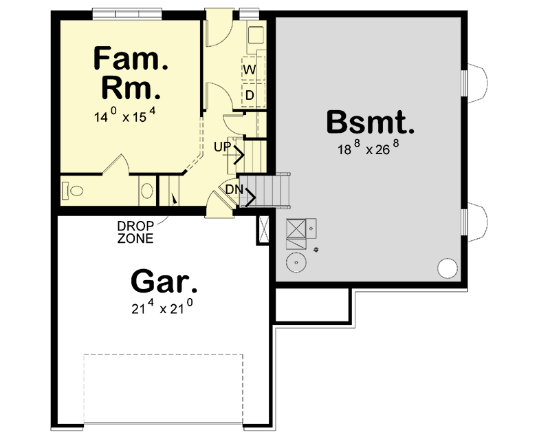 Plan 42475DB: Craftsman Split-Level House Plan with Main Floor Master and Two-Car Garage - Floor Plan - Lower Level - Craftsman, Traditional