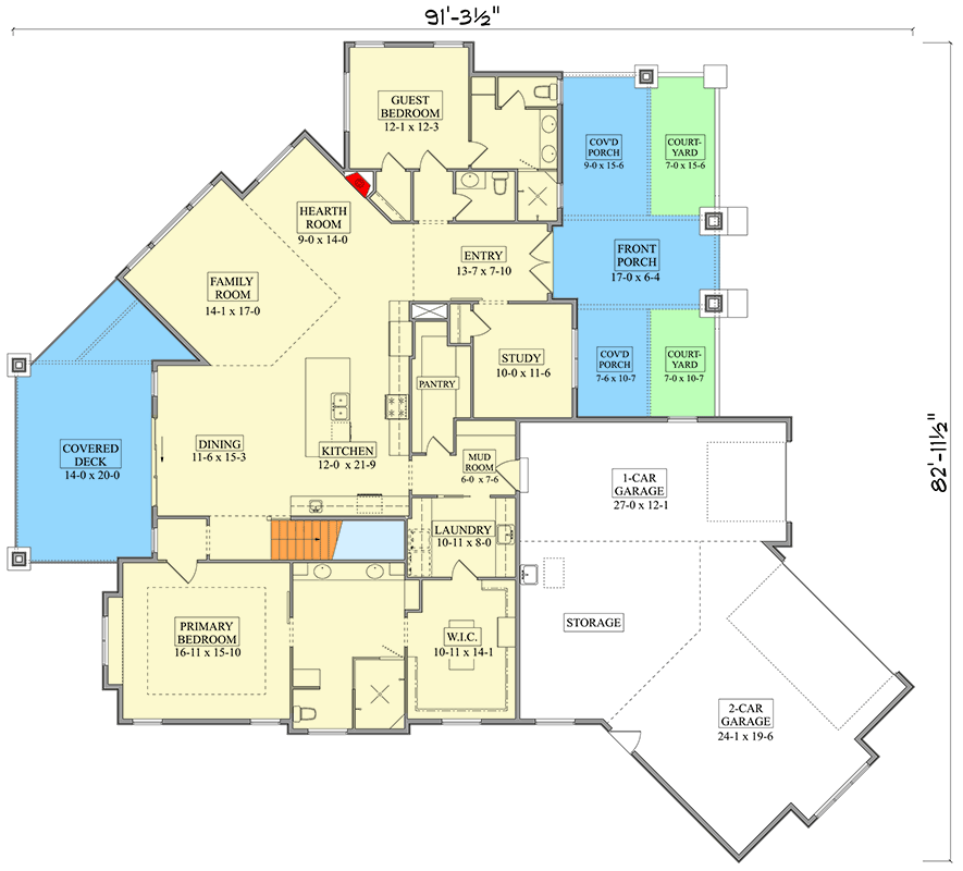 Plan 95331RW: Modern House Plan with Angled 3-Car Garage and Optional Home Theater - Floor Plan - Main Level - Contemporary, Transitional