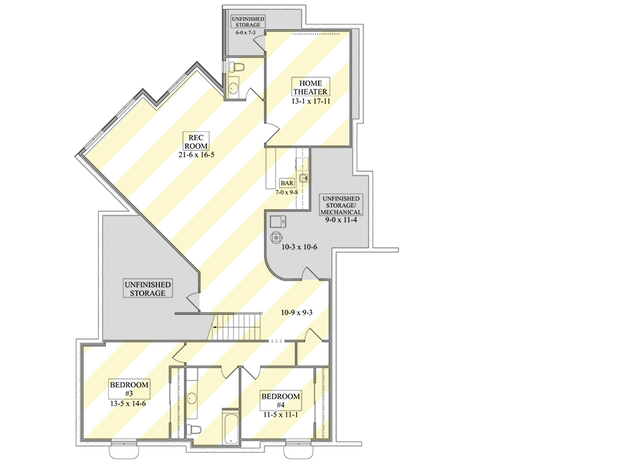 Plan 95331RW: Modern House Plan with Angled 3-Car Garage and Optional Home Theater - Floor Plan - Optional Lower Level - Contemporary, Transitional