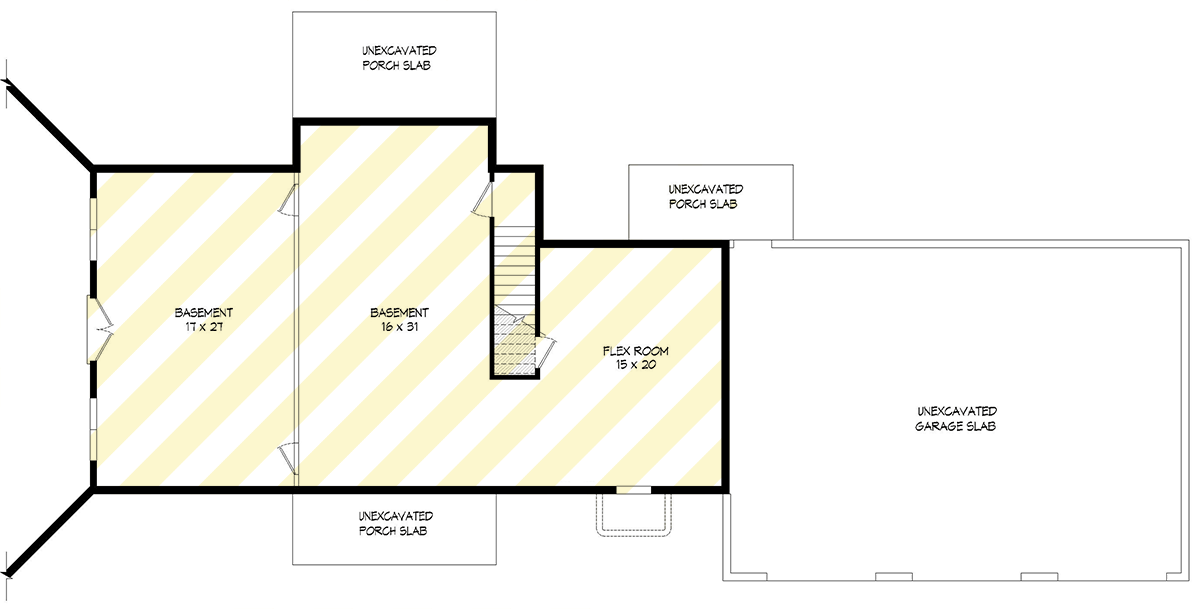 Plan 680630VR: Mountain Craftsman 2-Bedroom House Plan with Expansive 3-Car Garage - Floor Plan - Unfinished Basement - Barndominium, Country, Craftsman, Mountain, Ranch