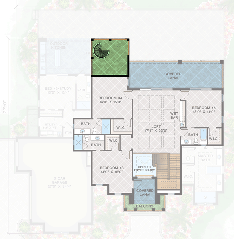 Plan 660027JMD: Luxury Coastal Contemporary House Plan: 5 Beds, Outdoor Kitchen, Observation Deck - Floor Plan - 3rd Floor - Coastal, Coastal Contemporary, Florida-Style