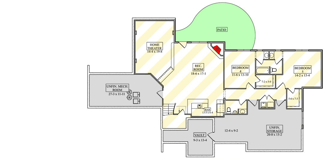 Plan 95334RW: Craftsman Ranch House Plan with 5-Car Garage and Main-Level Master - Floor Plan - Optional Lower Level - Craftsman, Mountain, New American, Ranch