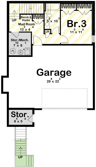 Plan 623580DJ: New American House Plan with Split Bedrooms and 2-Car Drive-Under Garage - Floor Plan - Finished Lower Level Layout Option (+$250) - New American, Ranch