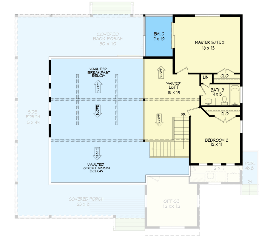 Plan 680631VR: Mountain Country House Plan with Wrap-Around Porch and Main Level Master - Floor Plan - 2nd Floor