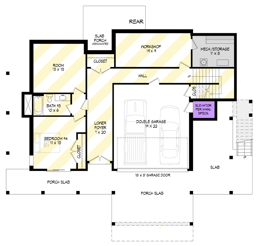 Plan 680636VR: Expansive Mountain House Plan with Elevator, Walkout Basement, and Panoramic Balconies - Floor Plan - Optional Finished Lower Basement Level - Mountain