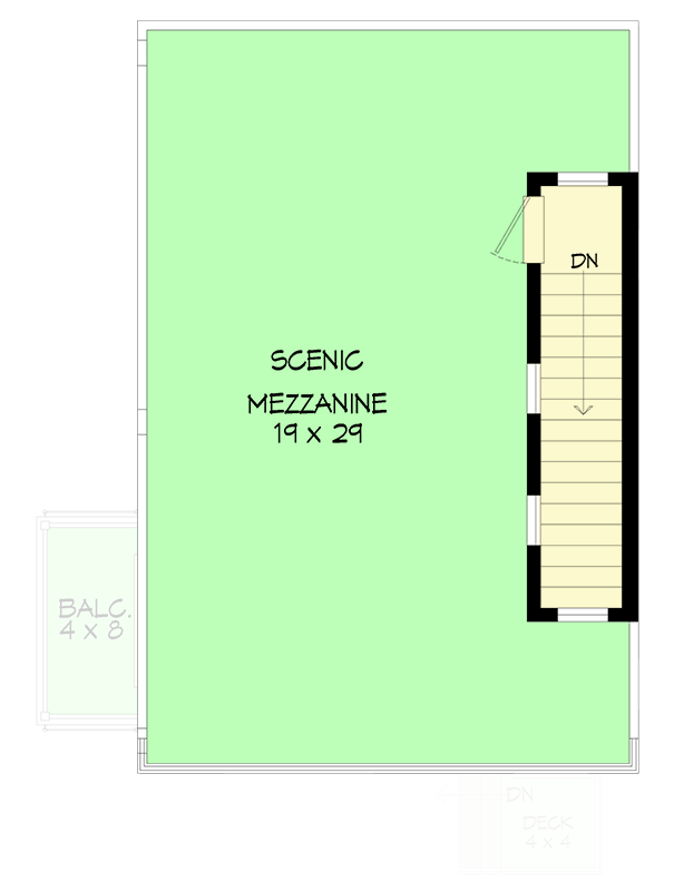 Plan 680639VR: Sleek 2-Bed Modern House Plan with Scenic Mezzanine and Rooftop Deck - Floor Plan - 3rd Floor - Contemporary, Modern