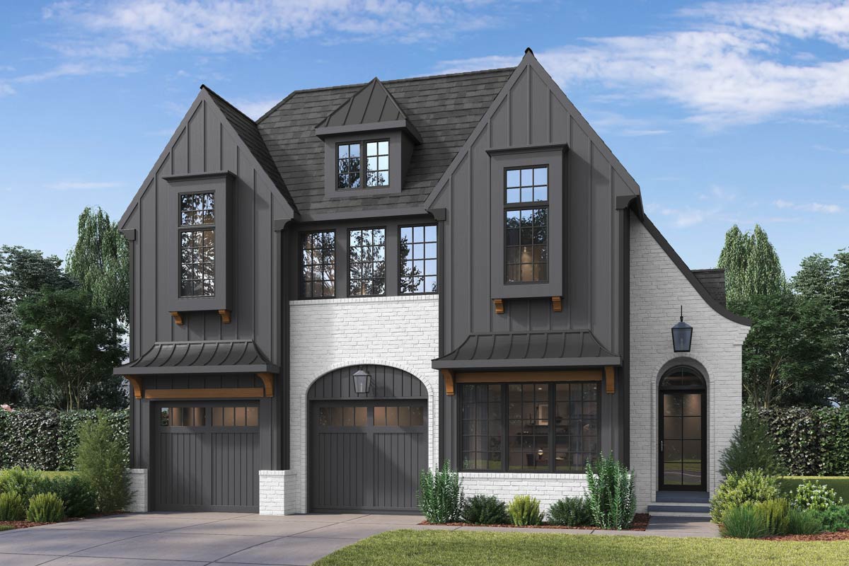 Plan 93233EL: Sophisticated 4-Bedroom Modern Tudor House Plan with ...