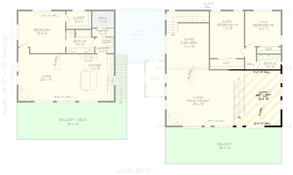 Plan 680643VR: Contemporary Mountain House Plan with Attached Apartment, Loft, and Two-Story Great Room - Floor Plan - 3rd Floor - Contemporary, Mountain