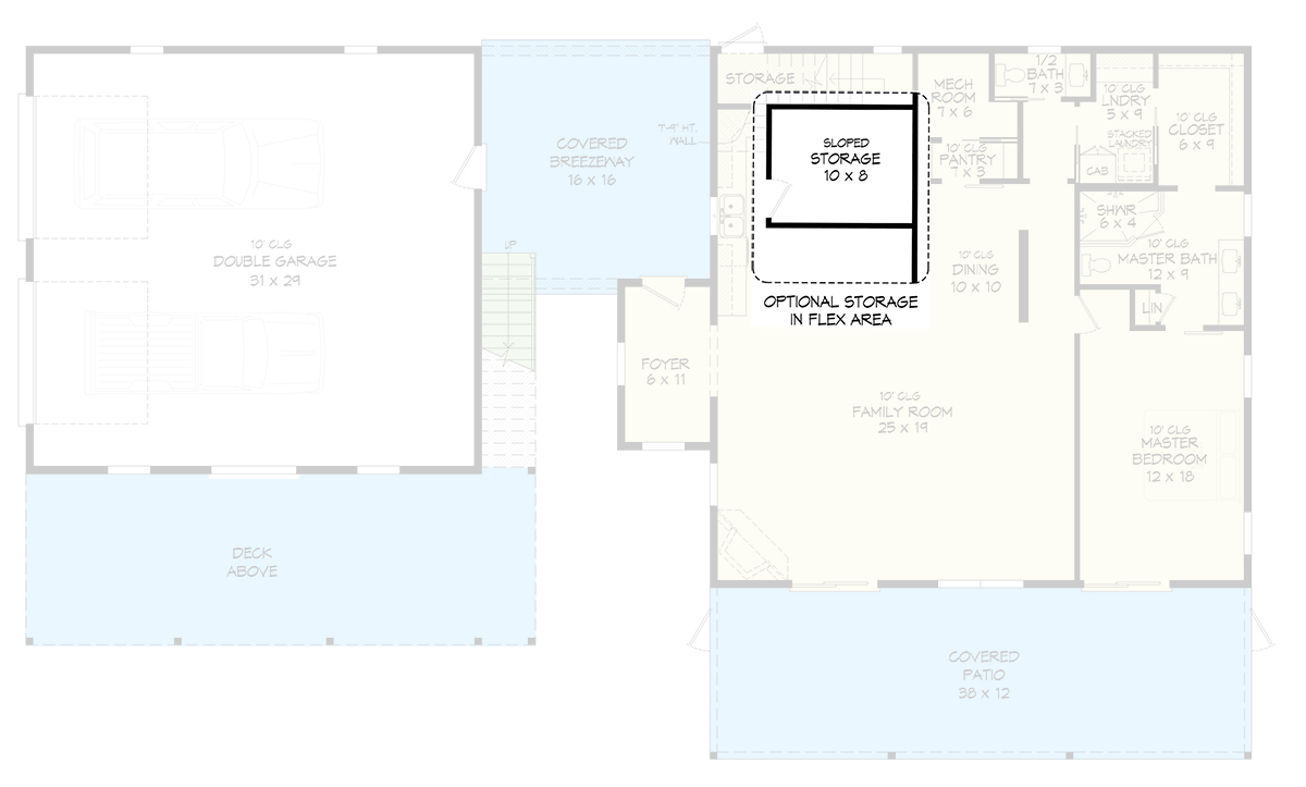 Plan 680643VR: Contemporary Mountain House Plan with Attached Apartment, Loft, and Two-Story Great Room - Floor Plan - Optional Storage in Flex Area - Contemporary, Mountain
