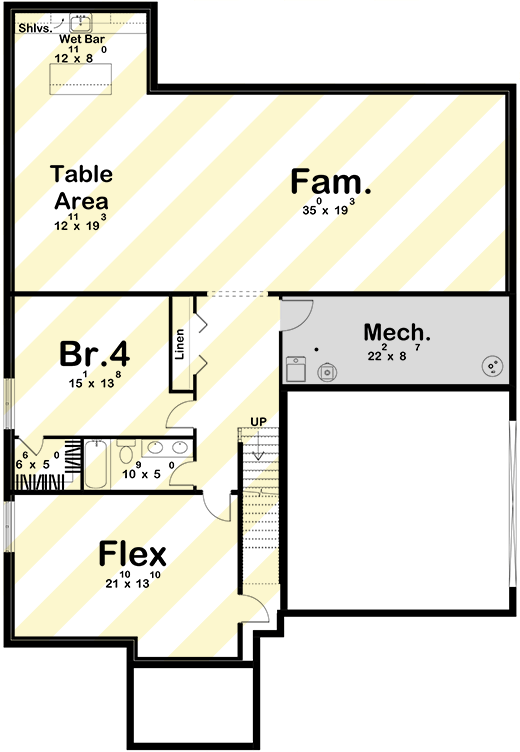 Plan 623585DJ: Modern Cottage House Plan with Open Living, Main-Level Master, and Optional Basement - Floor Plan - Finished Lower Level Layout Option (Paid Option $$$) - Cottage, Modern