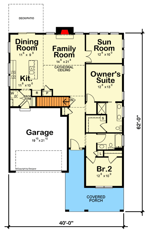 Plan 42481DB: Inviting Craftsman Ranch House Plan with Sunroom and Main Level Master Suite - Floor Plan - Main Level - Craftsman, Northwest, Ranch