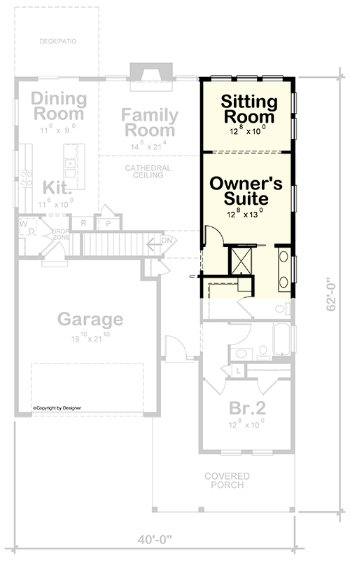Plan 42482DB: Inviting Craftsman Ranch House Plan with Sunroom or Optional Master Sitting Area - Floor Plan - Main Level - Optional Layout - Craftsman, Northwest, Ranch
