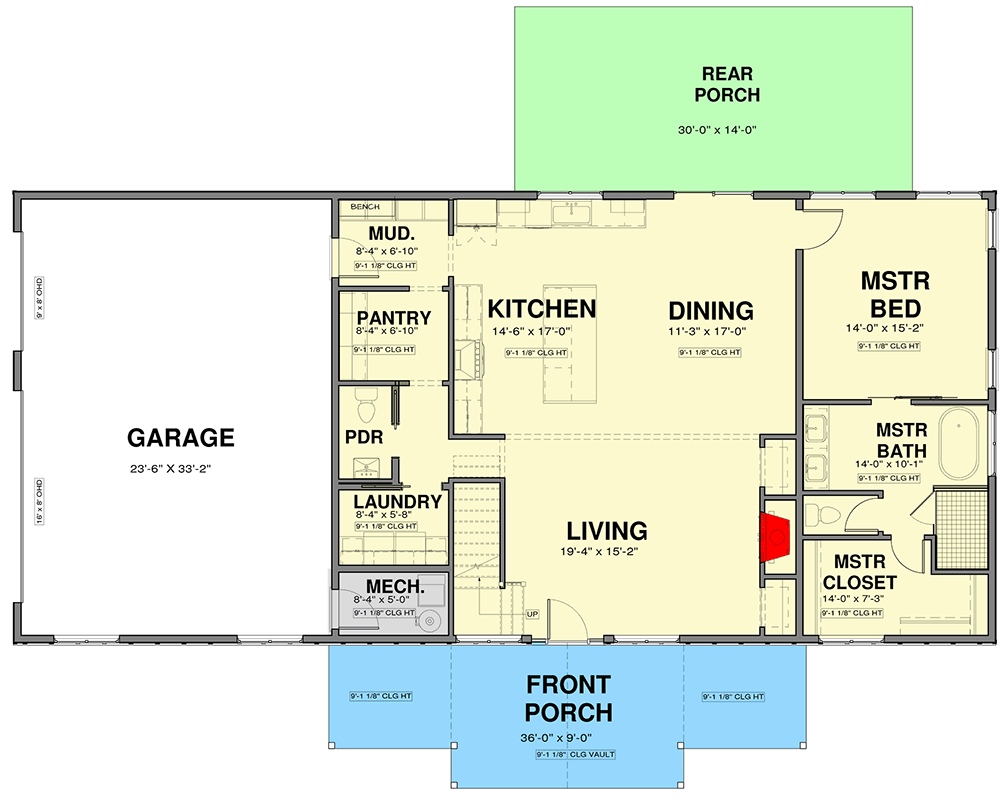Plan 600019PDZ: Charming Modern Farmhouse House Plan: 4 Beds, 1st Floor Master Suite - Floor Plan - Main Level - Farmhouse, Modern Farmhouse, New American