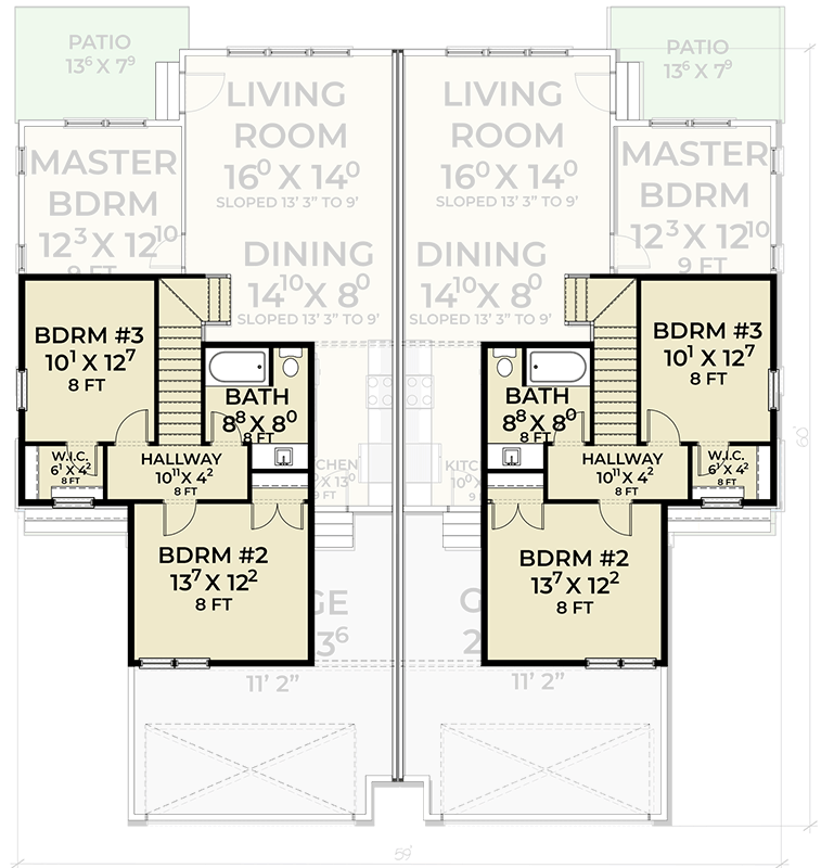 Plan 280257JWD: Modern Craftsman Duplex House Plan with 6 Bedrooms and 4-Car Garage - Floor Plan - 2nd Floor - Craftsman, Northwest, Traditional