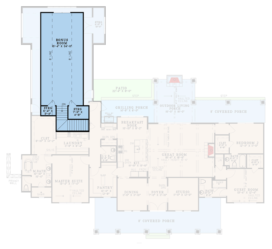Plan 70947MK: Elegant Modern Farmhouse House Plan with 3-Car Garage and Outdoor Living - Floor Plan - Optionally Finished Bonus Room - Craftsman, Farmhouse, Modern Farmhouse