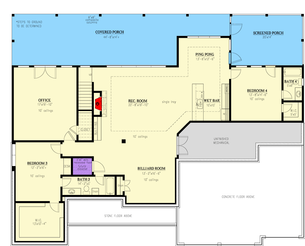 Plan 24430TW: Craftsman House Plan with Master on Main and Outdoor Kitchen - Floor Plan - Lower Level - Craftsman, Traditional