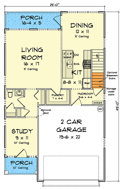 Plan 52508WM: Traditional 4-Bed House Plan with Upstairs Master and Loft - Floor Plan - Main Level - Traditional