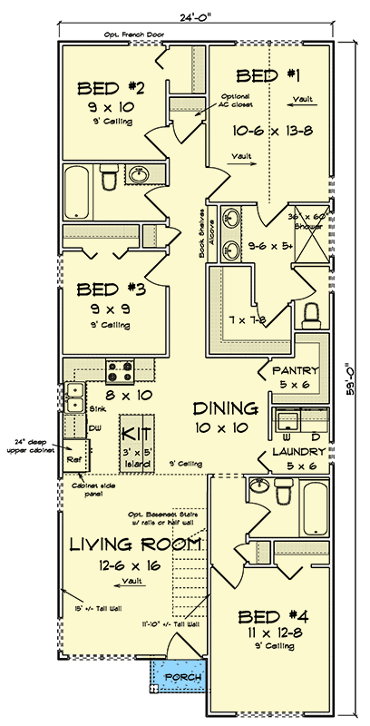 Plan 52510WM: Stylish 4-Bedroom House Plan with Main-Level Master and Modern Flair - Floor Plan - Main Level - Contemporary, Modern