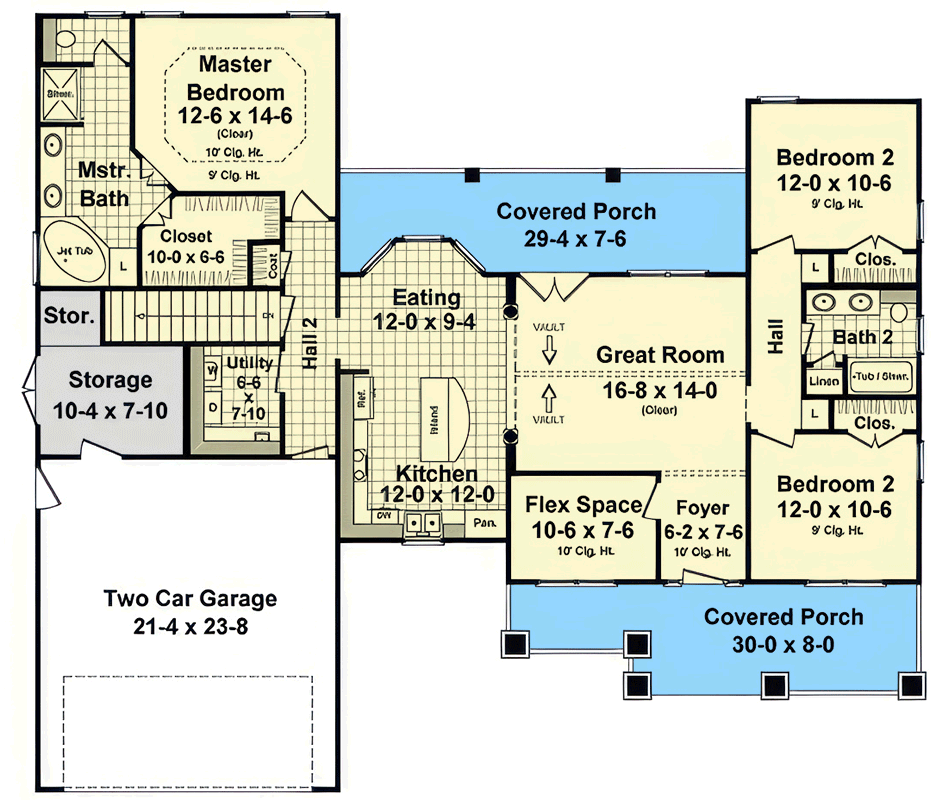 Plan 51349MM: Charming Modern Farmhouse House Plan with Split Bedrooms - Floor Plan - Main Level - Country, Modern Farmhouse, New American