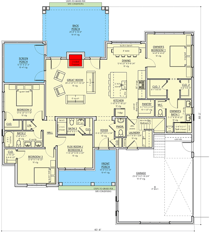 Plan 865030SHW: Modern Farmhouse House Plan with Split Beds and Versatile Bonus Room - Floor Plan - Main Level - Cottage, Farmhouse, Modern Farmhouse