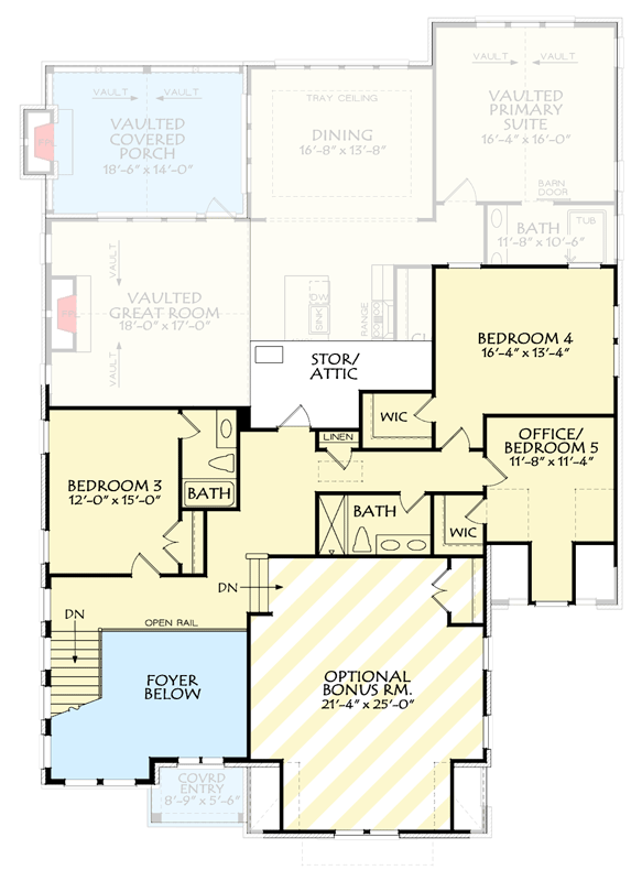 Plan 940012JNK: Two-Story Modern Farmhouse Plan with Main Floor Master Suite - Floor Plan - 2nd Floor - Farmhouse, Mid Century Modern, Modern Farmhouse, Southern Traditional, Traditional