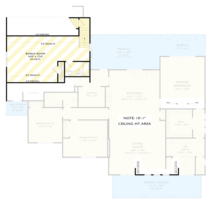 Plan 750010LDG: Modern Farmhouse Ranch Plan with Outdoor Kitchen & Bonus Room - Floor Plan - 2nd Floor - Modern Farmhouse, New American, Ranch