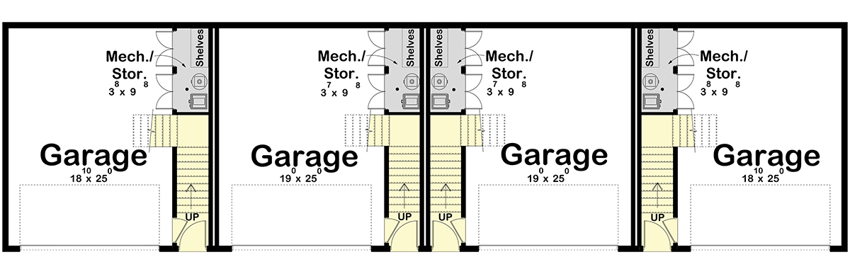 Plan 623595DJ: Modern Craftsman Townhome Plan with Drive-Under Garage - Floor Plan - Main Level - Craftsman, New American