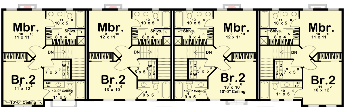 Plan 623595DJ: Modern Craftsman Townhome Plan with Drive-Under Garage - Floor Plan - 3rd Floor - Craftsman, New American