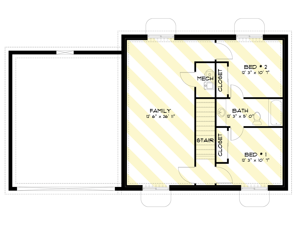 Plan 61700UT: Traditional House Plan with 3-5 Beds and Upstairs Master Suite - Floor Plan - Optional Finished Basement Level - Traditional