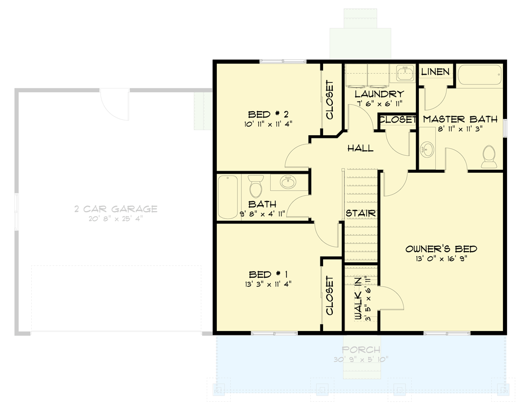 Plan 61700UT: Traditional House Plan with 3-5 Beds and Upstairs Master Suite - Floor Plan - 2nd Floor - Traditional