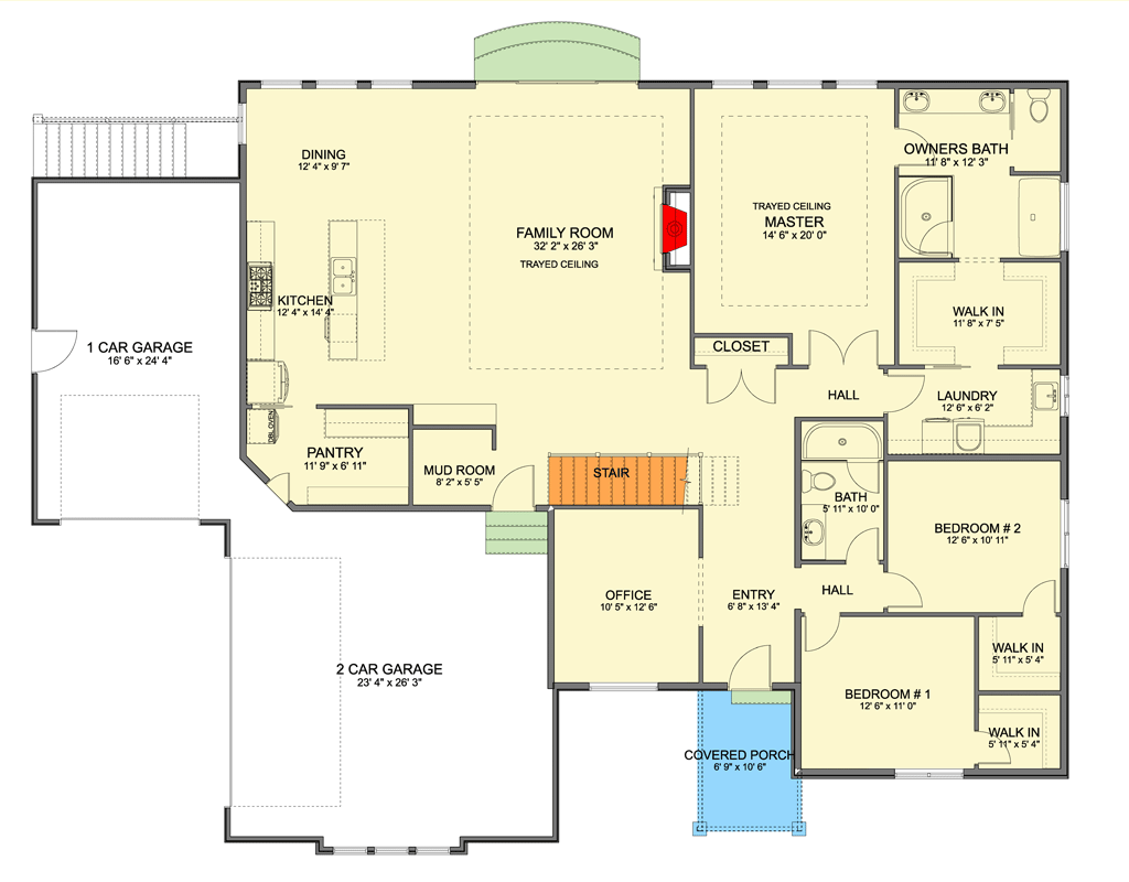 Plan 61701UT: Scandinavian Ranch Plan with Home Office and 3-Car Garage - Floor Plan - Main Level - Contemporary, Modern, Scandinavian