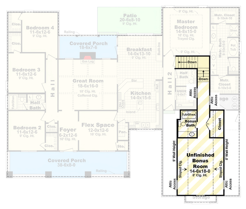 Plan 51359MM: Modern Farmhouse Ranch House Plan with Private Primary Suite - Floor Plan - 2nd Floor - Country, Modern Farmhouse