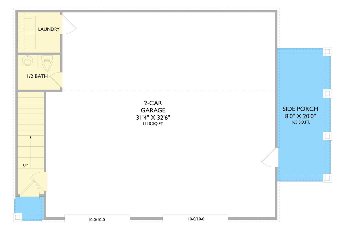 Plan 750017LDG: 3-Bed Modern Farmhouse Garage Plan with Upstairs Living and 2-Car Garage - Floor Plan - Main Level - Carriage, Farmhouse, Modern Farmhouse, New American