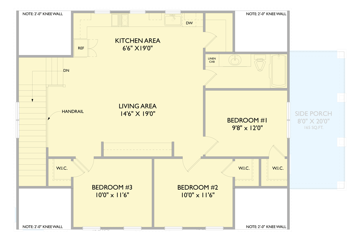 Plan 750017LDG: 3-Bed Modern Farmhouse Garage Plan with Upstairs Living and 2-Car Garage - Floor Plan - 2nd Floor - Carriage, Farmhouse, Modern Farmhouse, New American