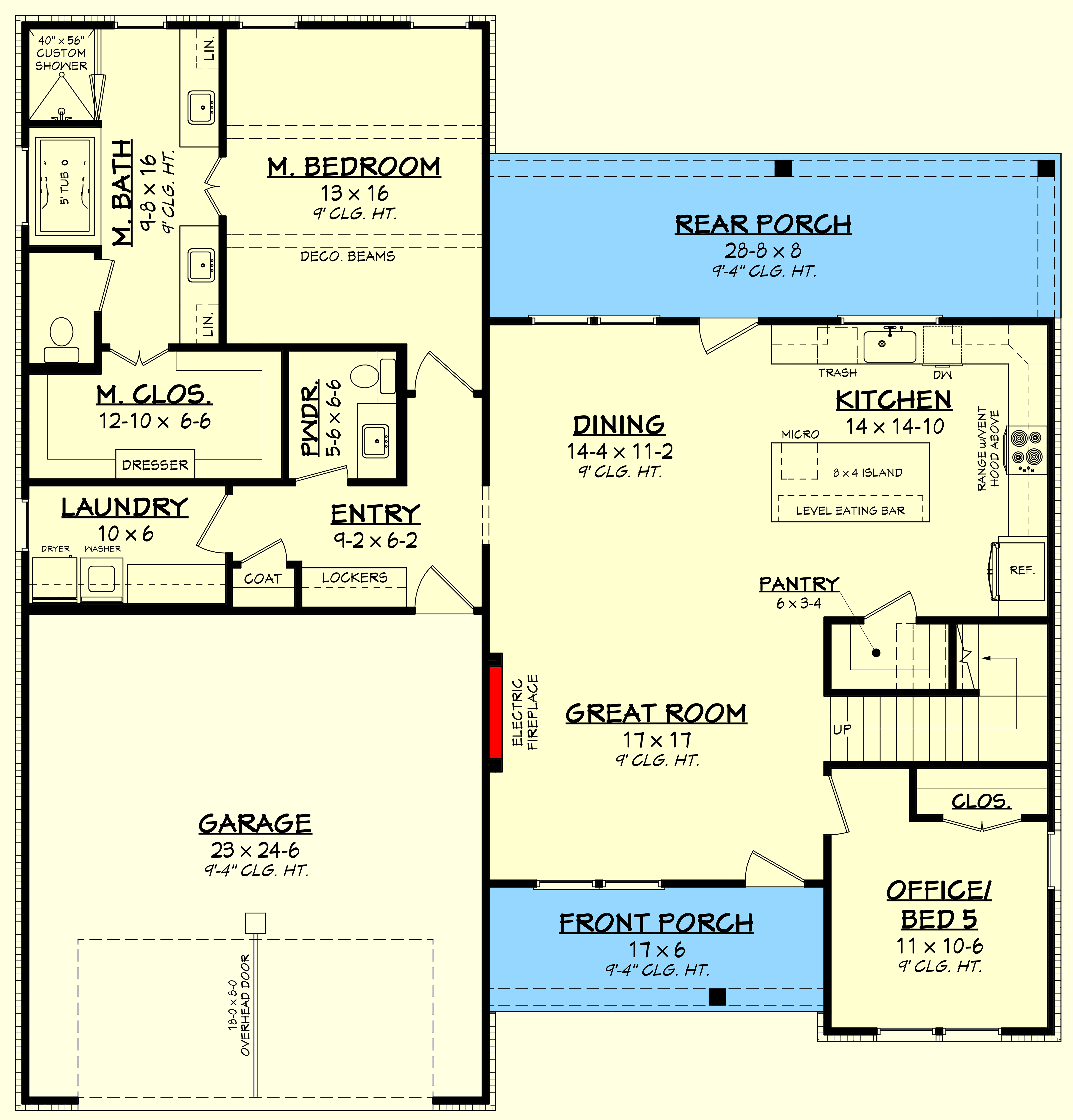 Plan 52026HZ: Spacious 4 or 5-Bedroom Modern Farmhouse House Plan with Main Level Master - Floor Plan - Image #7 - Country, Modern Farmhouse, Traditional