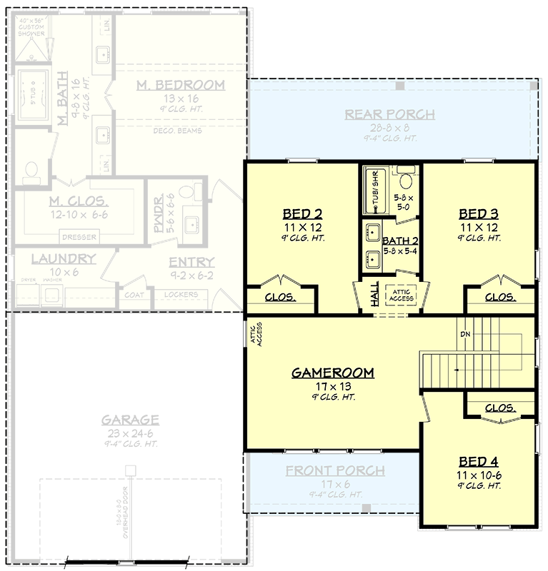 Plan 52026HZ: Spacious 4 or 5-Bedroom Modern Farmhouse House Plan with Main Level Master - Floor Plan - Image #8 - Country, Modern Farmhouse, Traditional