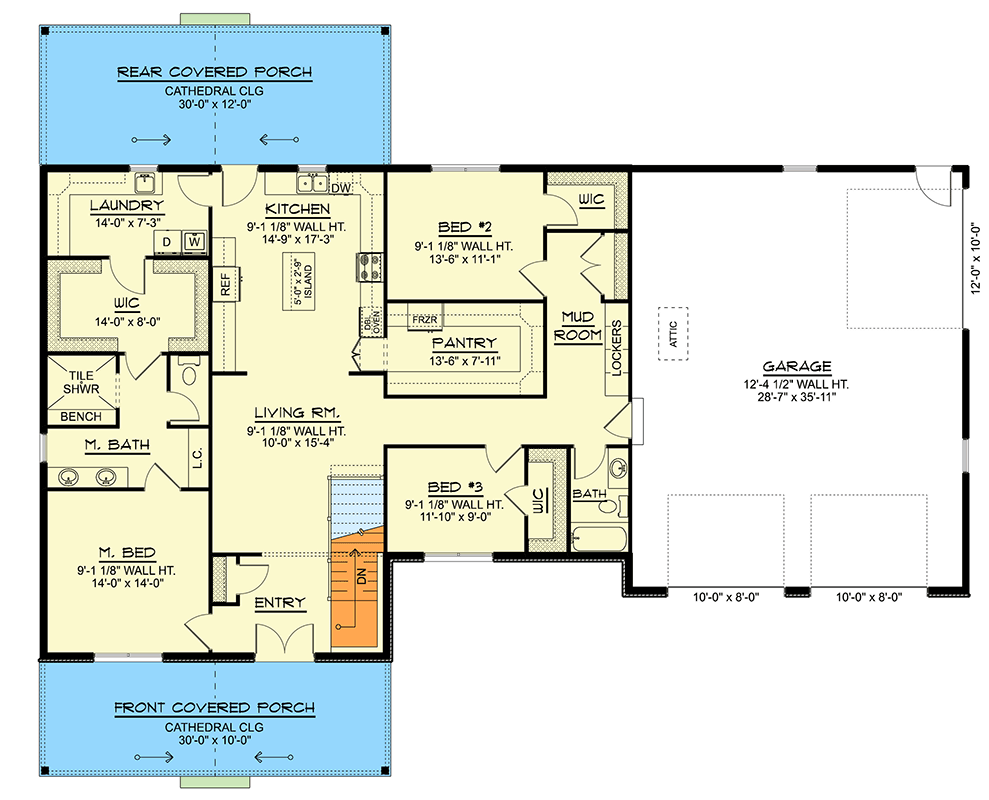 Plan 135410GRA: Modern Barndominium House Plan: 3 Beds, Main Level Master, Game Room - Floor Plan - Main Level - Barndominium, Country, Craftsman, Modern Farmhouse, New American