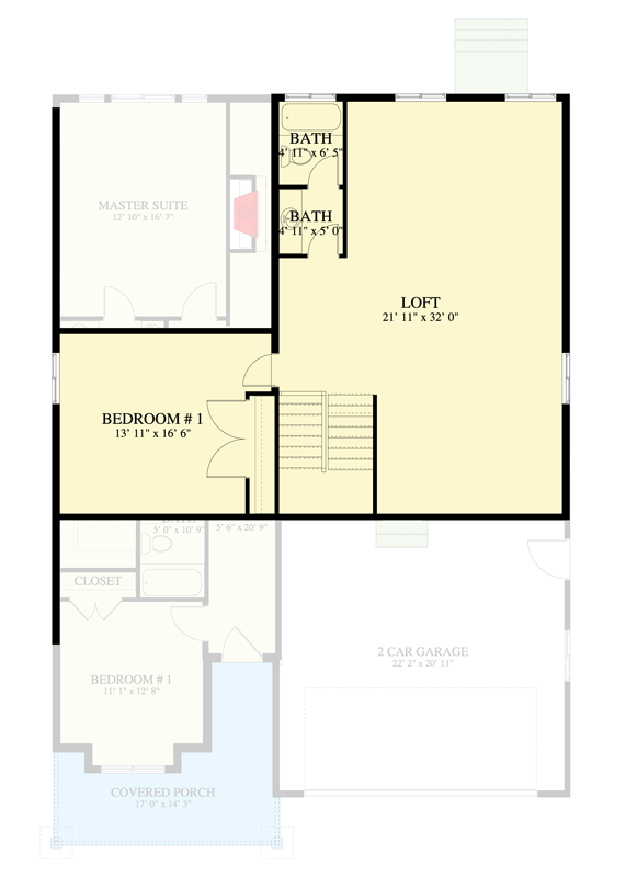Plan 61704UT: Craftsman Ranch Plan with Main-Level Master and Flexible Loft Space - Floor Plan - 2nd Floor - Craftsman, Ranch, Traditional