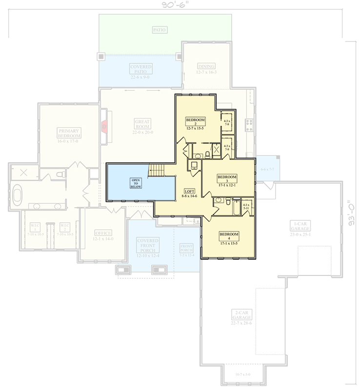 Plan 95347RW: Northwest Contemporary House Plan: 4 Beds, 3-Car Garage, Main-Level Master - Floor Plan - 2nd Floor - Contemporary, Modern, Northwest
