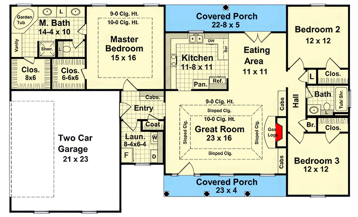 Plan 51361MM:  3-Bed Modern Farmhouse Ranch House Plan with Split Bedrooms - Floor Plan - Main Level - Country, Modern Farmhouse, Ranch