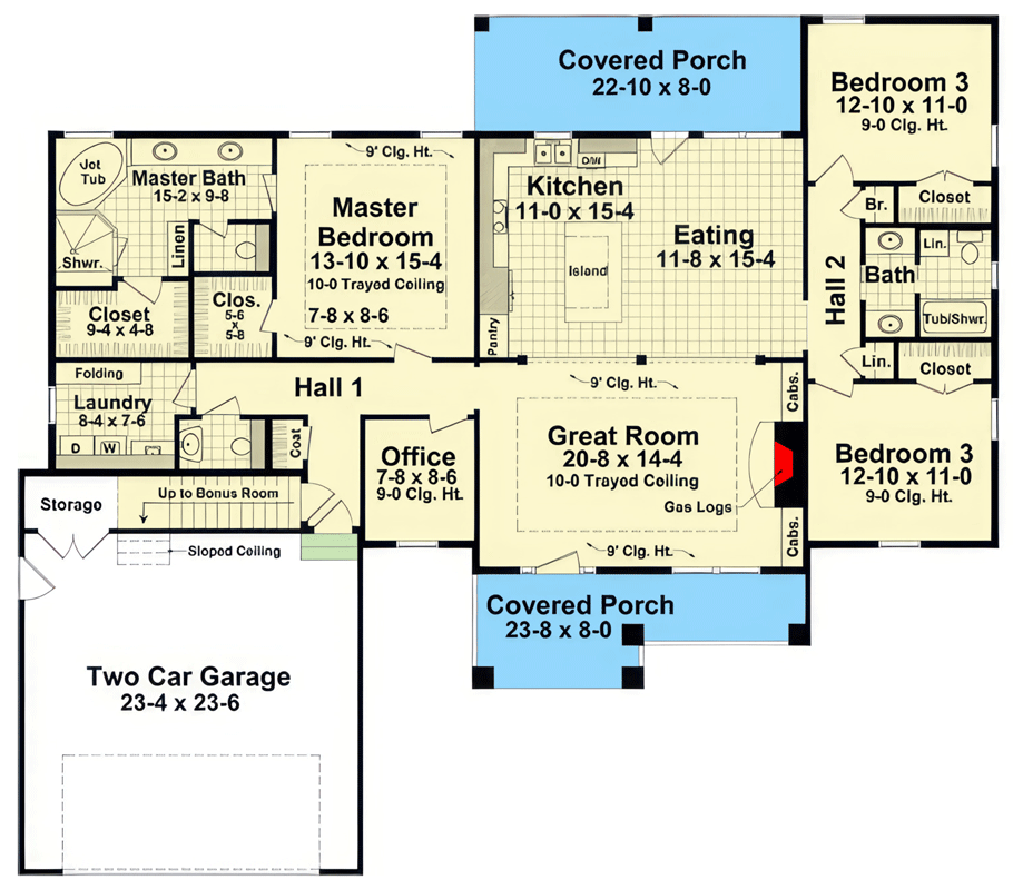 Plan 51363MM: Modern Farmhouse House Plan Featuring Three Bedrooms and Two-Car Garage - Floor Plan - Main Level - Country, Craftsman, Farmhouse, Modern Farmhouse