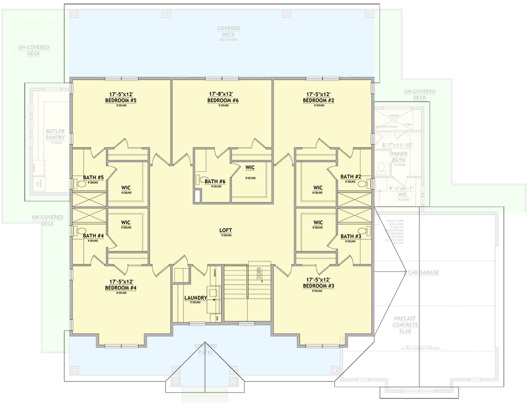 Plan 849055PGE: Grand Modern Farmhouse House Plan: 6+ Beds, Dual Islands, Wrap Around Porch - Floor Plan - 2nd Floor - Craftsman, Farmhouse, Modern Farmhouse, Traditional