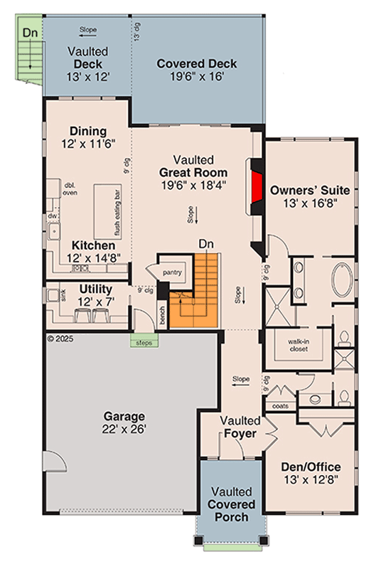 Plan 720175DA: Sleek Modern Prairie House Plan with 1st Floor Master and Flex Room - Floor Plan - Main Level - Contemporary, Modern, Prairie