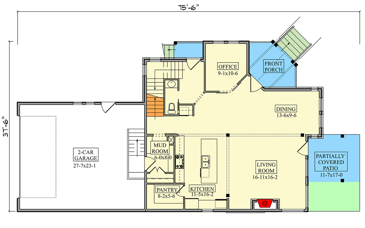 Plan 95352RW: Modern Northwest House Plan with Upstairs Master Suite and Home Office - Floor Plan - Main Level - Modern, Northwest, Transitional