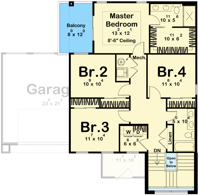 Plan 623600DJ: Sleek Northwest Modern House Plan with 4 Beds and Upstairs Master Suite - Floor Plan - 2nd Floor - Contemporary, Modern, Northwest